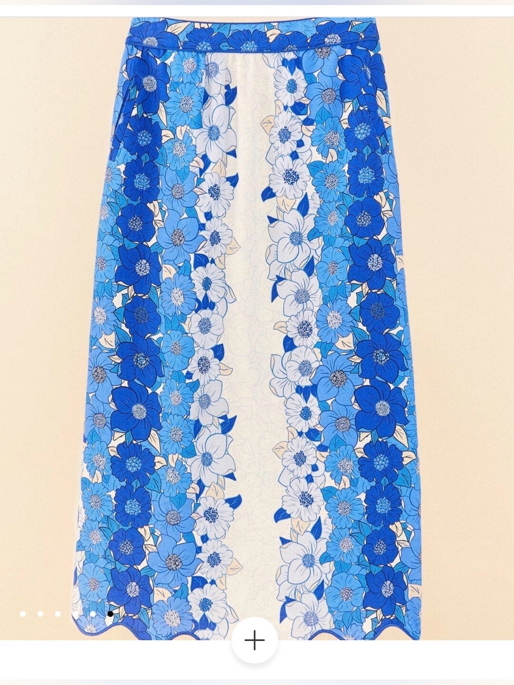 FARM Rio Set  Blue Flower Linen Blend Midi Skirt /Crop Top Set, M - Picture 7 of 16